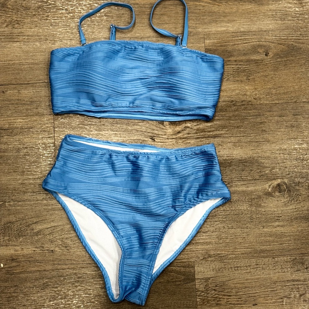 Zaful Blue Textured Bikini Set